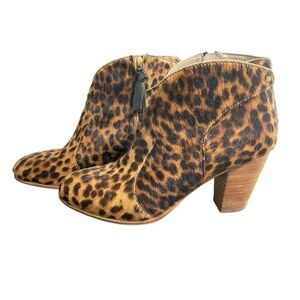 Boden Leopard Print Calf Hair Ankle Booties | Size EU 41 (US 9.5)